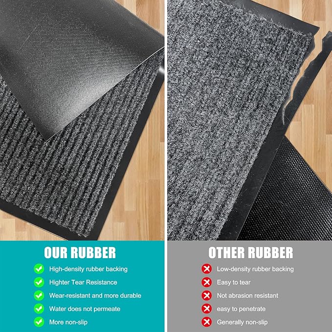 Azadx 2'x4' Indoor Outdoor Door Mat Heavy Duty Front Door Mat Ultra Absorbent Muddy Dirt Resist Welcome Door Mats Non-Slip Backing Entrance Mat for Home Commercial Outdoor Entrance Floor Mat
