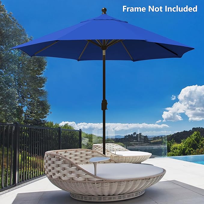 EliteShade USA 9FT Patio Umbrella Replacement Covers 8 Ribs Market Umbrella Canopy Cover (CANOPY ONLY) (Blue)