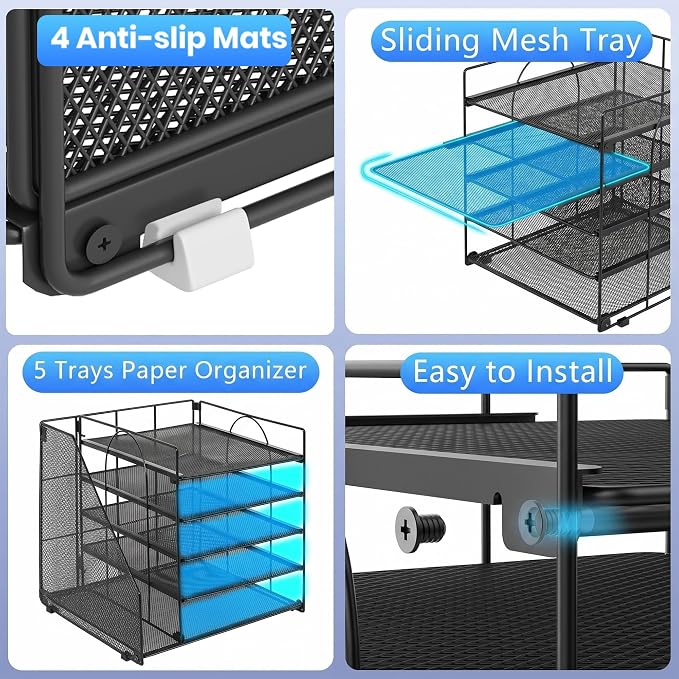 OPNICE Desk Organizer, 5-Tier Paper Organizer Letter Tray, Office Desk - Image 7