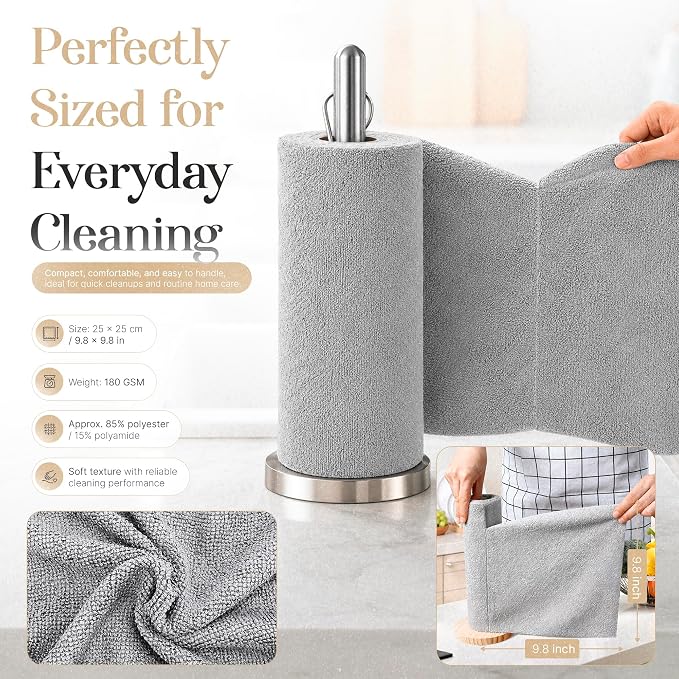 Microfiber Cleaning Cloth Roll 20 Sheets 11" x 10" Tear Away Microfiber Towel - Image 5