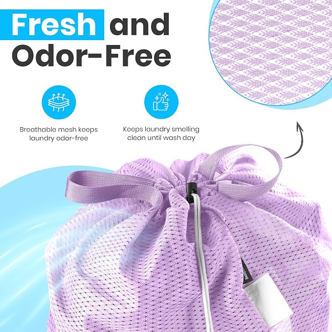 Handy Laundry XL Heavy Duty Mesh Laundry Bag 24x36 in, Drawstring Purple - Image 5