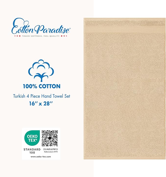 Cotton Paradise 100% Cotton Turkish Towel Set, Soft Absorbent Quick Dry - Image 4