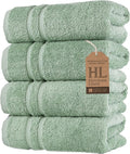 Hawmam Linen Light Green Hand Towels 4 Pack Turkish Cotton Premium Quality Soft by HawmamLinen
