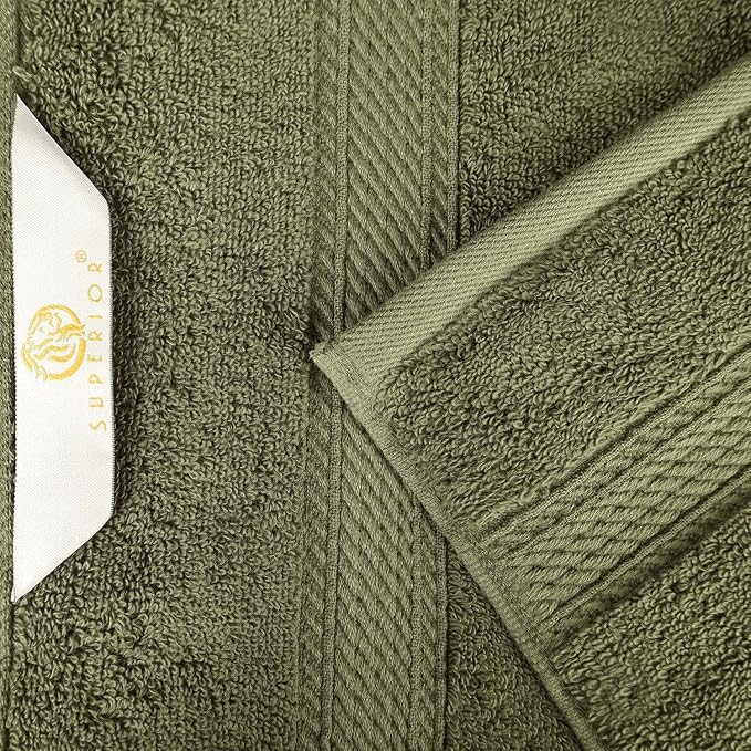 SUPERIOR Egyptian Cotton Pile Plush Bath Sheet, 2 Piece Set, Forest Green | - Image 6