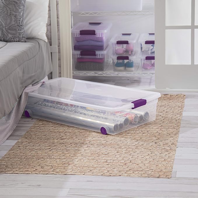 Sterilite ClearView Latch Wheeled Underbed Storage Boxes, 60 Quart - Image 3