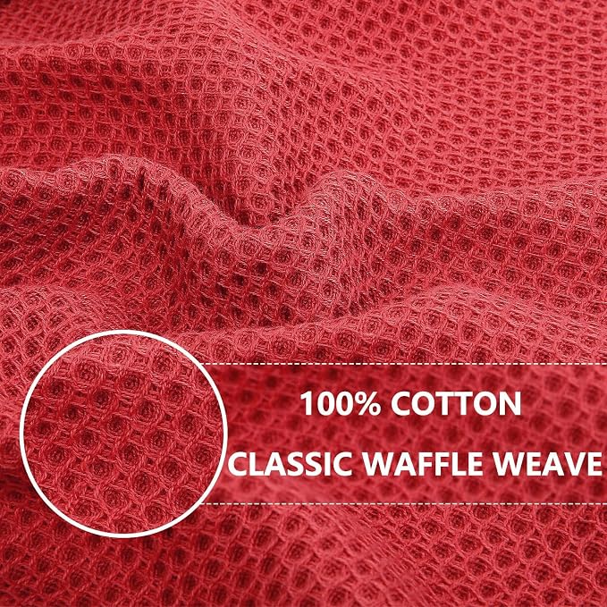 Homaxy 100% Cotton Waffle Weave Kitchen Dish Cloths 18-Pack, Brick Red | 12 x - Image 2