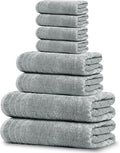 8 Piece Towel Set, 2 XL Bath, 2 Hand, 4 Washcloth, Cool Grey | 100% Cotton by TensTowels