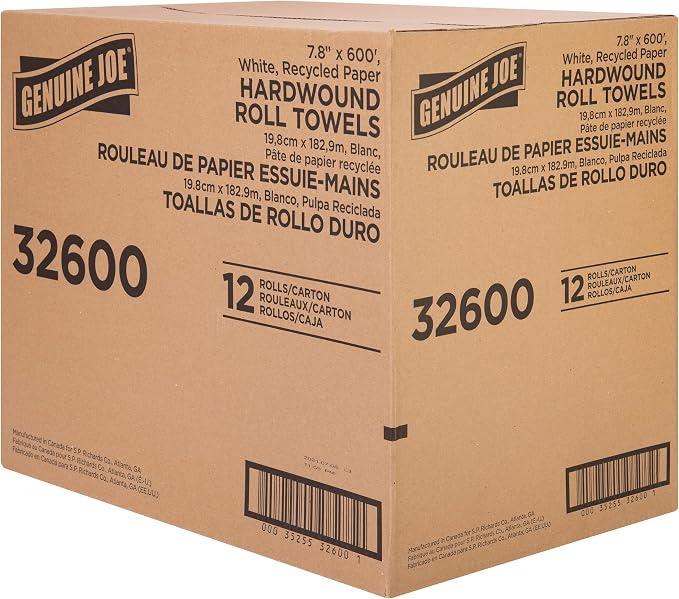 Genuine Joe Embossed Hardwound Roll Towels, 7.8" x 600' - Image 4