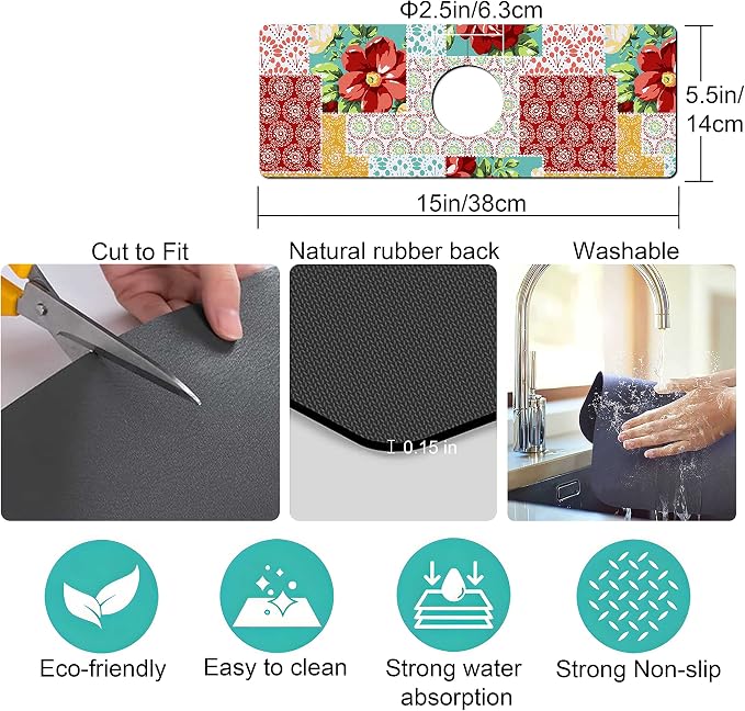 Kitchen Sink Splash Guard Faucet Mat Super Absorbent Fast Drying Mat Sink - Image 4
