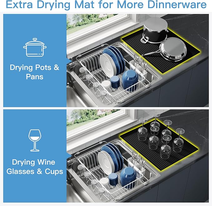 JASIWAY White Dish Drying Rack in Sink - Image 3