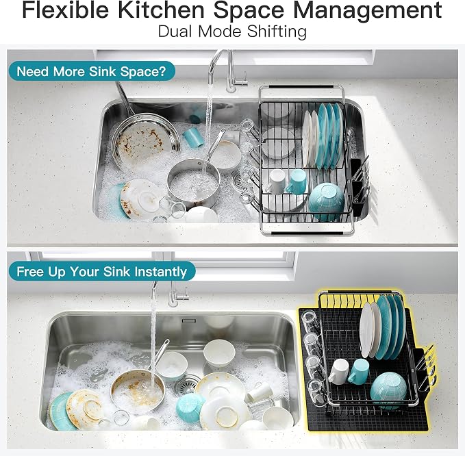 JASIWAY Black Dish Drying Rack in Sink - Image 4
