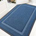 OLANLY Front Door Mat Indoor Outdoor Entrance, Waterproof All-Season, All-Weather Doormat, Sturdy Natural Rubber, Fade Resistant, Low Profile, Easy Clean Patio Porch Entryway Mat, 59x34, Light Blue