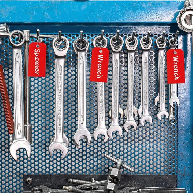 200 Red Tags - 4 3/4" x 2 3/8" Writable Hang Tags with Reinforced Marking for Auto Parts, Luggage, Garage, Inventory & Outdoors
