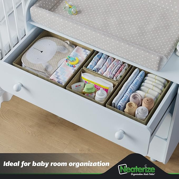 Drawer Organizer Clothes Set of 12 Beige - Image 6