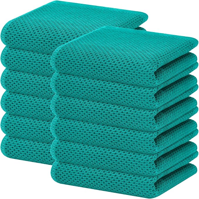 Homaxy 100% Cotton Waffle Weave Kitchen Dish Towels 12-Pack, Teal | 13 x 28 by Homaxy