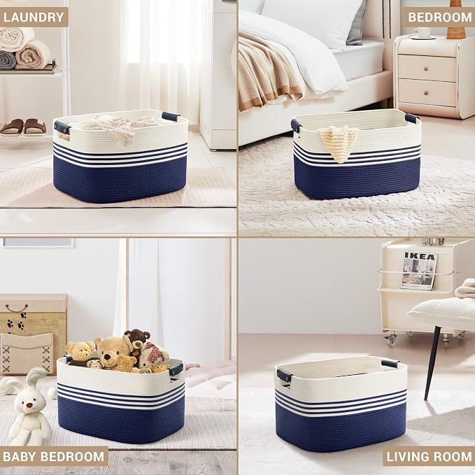 60L Woven Laundry Basket Hamper - Image 4