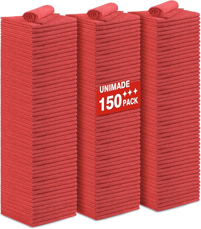 UNIMADE Shop Towels Rags, 150 Pack Reusable Microfiber Cleaning Cloth by Unimade