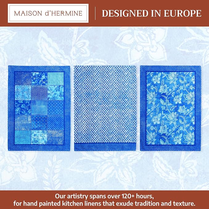 Maison d' Hermine Kitchen Towels Set of 3 Reusable 100% Cotton 27.50" x 20" - Image 2