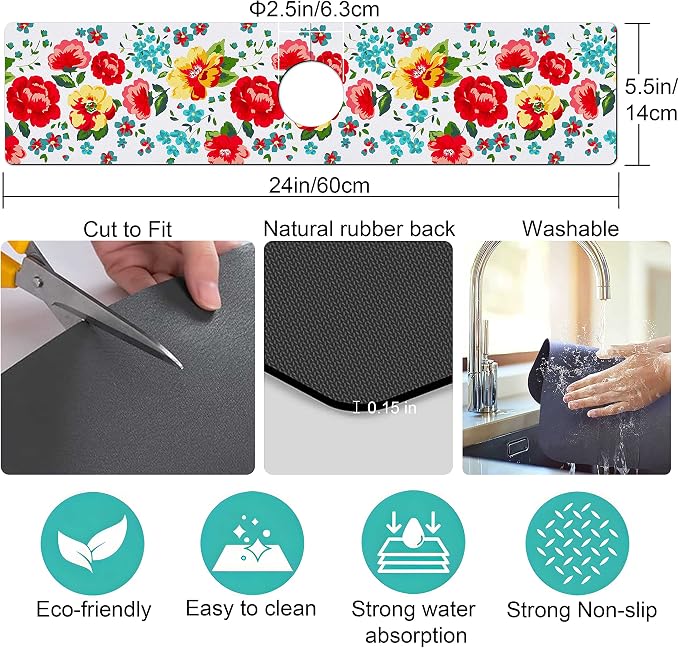 Kitchen Sink Splash Guard Faucet Mat Super Absorbent Fast Drying Mat Sink - Image 5