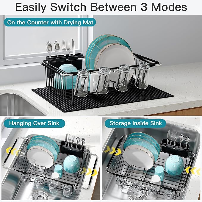 JASIWAY Black Dish Drying Rack in Sink - Image 2