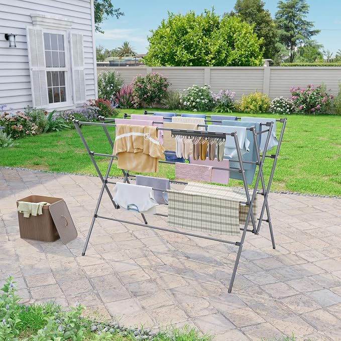 Drying Rack Clothing, 35.43in Long Drying Poles Large Clothes Drying Rack | - Image 6
