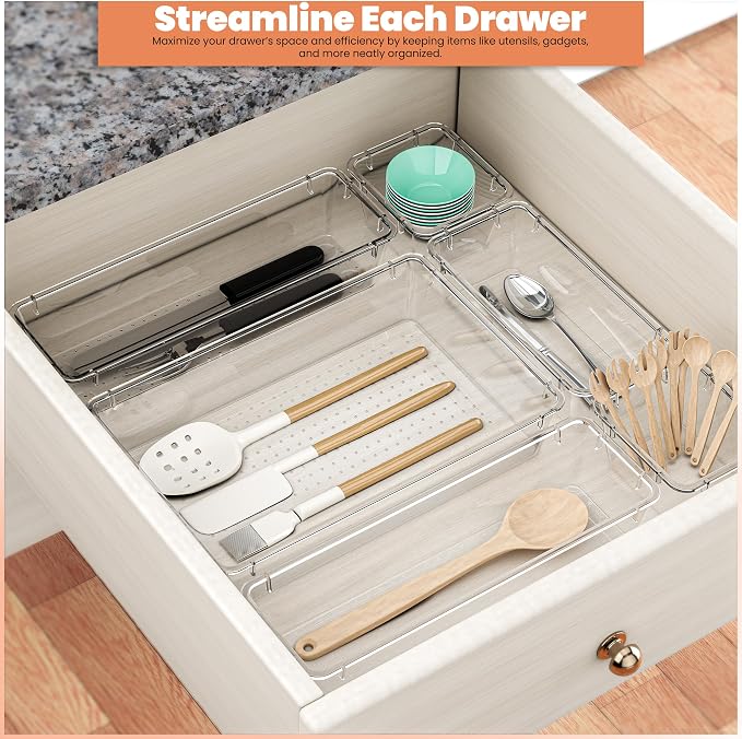 KICHLY 25-Piece Clear Drawer Organizer Set – Multi-Size Storage Trays | Bathroom - Image 9