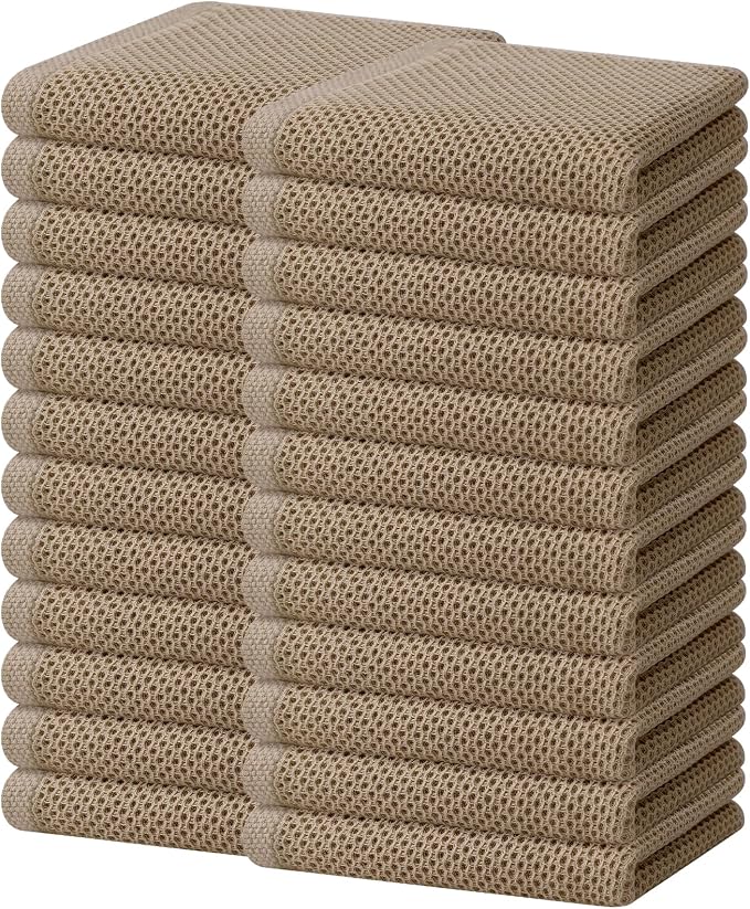 Homaxy 100% Cotton Waffle Weave Kitchen Dish Towels 24-Pack, Tan | 13 x 28 by Homaxy
