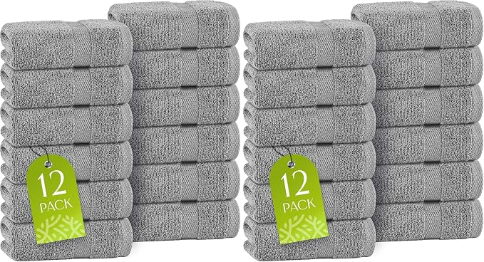 White Classic Light Gray Washcloths Set by WhiteClassic
