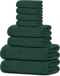 8 Piece Towel Set, 2 XL Bath, 2 Hand, 4 Washcloth, Hunter Green | 100% Cotton by TensTowels