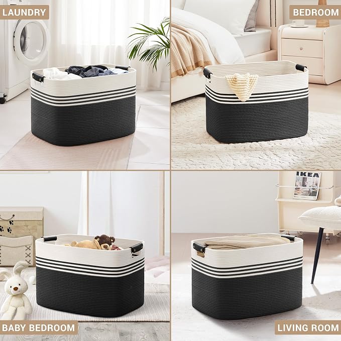 100L Large Woven Laundry Basket Hamper - Image 5