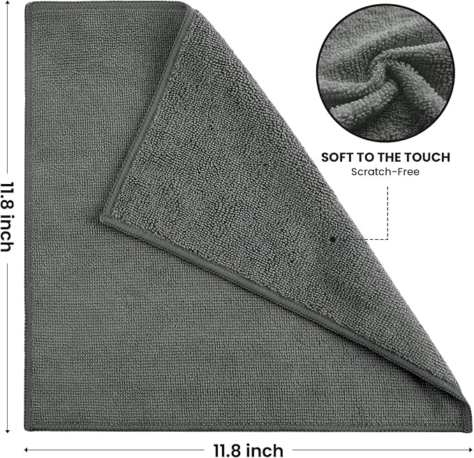 SIFANGKE Microfiber Cleaning Cloth, 12 Pack Grey Cleaning Rags - Image 2