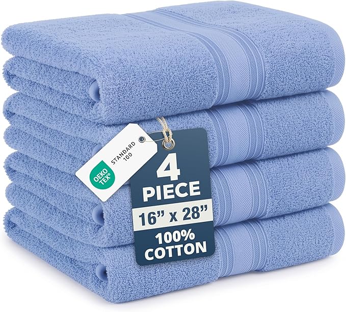 LANE LINEN Face & Hand Towels 100% Cotton 4 Pack 16x28 by LaneLinen