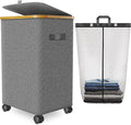 Laundry Hamper with Wheels, 75L Rolling Laundry Basket with Lid by Wuevu