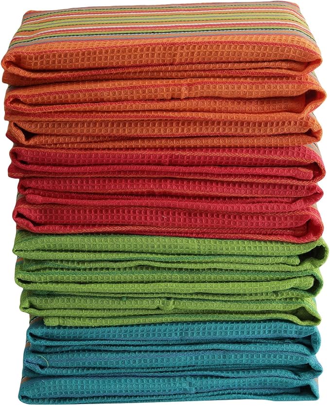 DG Collections 100% Cotton Salsa Kitchen Towels – 8 Pack, Super Absorbent Dish - Image 5