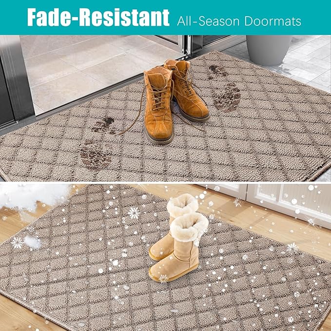 Azadx 2'x6' Front Entryway Door Mat Non Slip Indoor Door mats Washable Entry Mats Welcome Doormat Dirt Trapper for House Entry Low Profile Doormat Indoor Entrance Mat