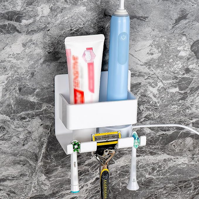 Electric Toothbrush Holder Wall Mounted, Electric Toothbrush Cord Organizer by LUEXBOX