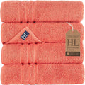 Hawmam Linen Coral Orange Bath Towels 4 Pack Soft and Absorbent by HawmamLinen