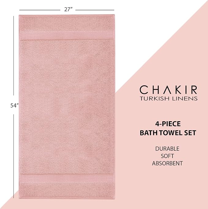 Chakir Turkish Linens 100% Cotton 4-Pack Bath Towels 27x54, Oeko-Tex Certified - Image 6