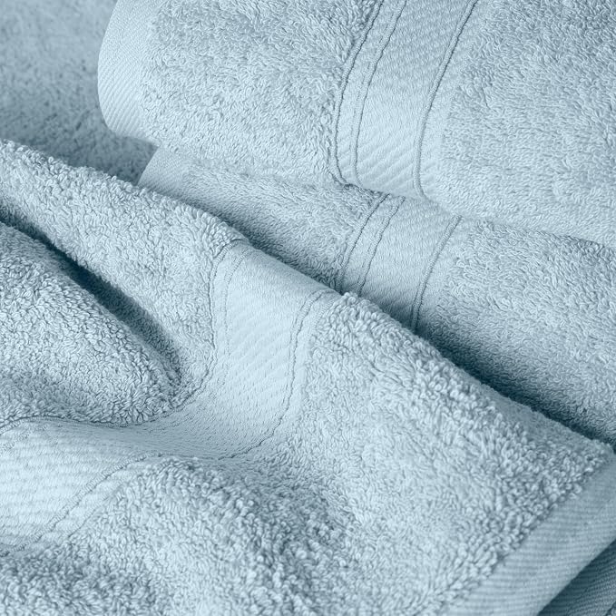 SUPERIOR Egyptian Cotton Ultra Plush & Absorbent, 12 Piece Set, Light Blue | - Image 8