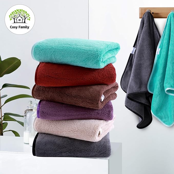 Cosy Family 6 Pack Ultra Soft Microfiber Absorbent Hand Towel, Silk Hemming - Image 3