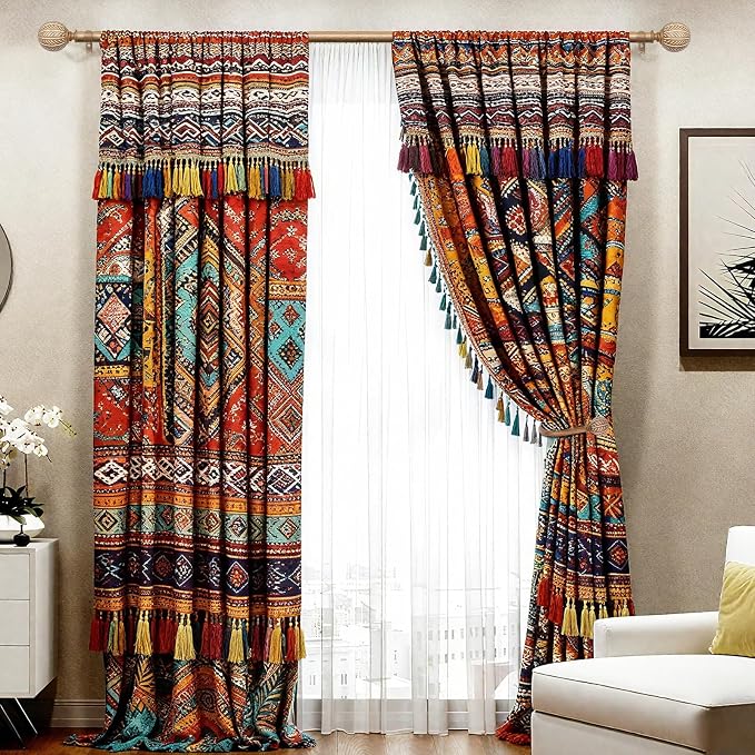 KAMANINA Wood Curtain Holdbacks 2pcs Small | Imitation Wood Grain, Size: 4.3" W - Image 3