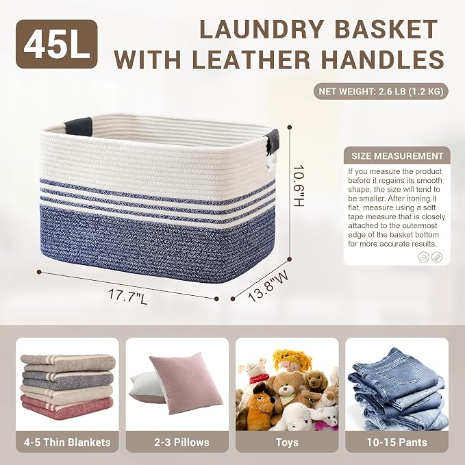 45L Woven Laundry Basket Hamper - Image 2