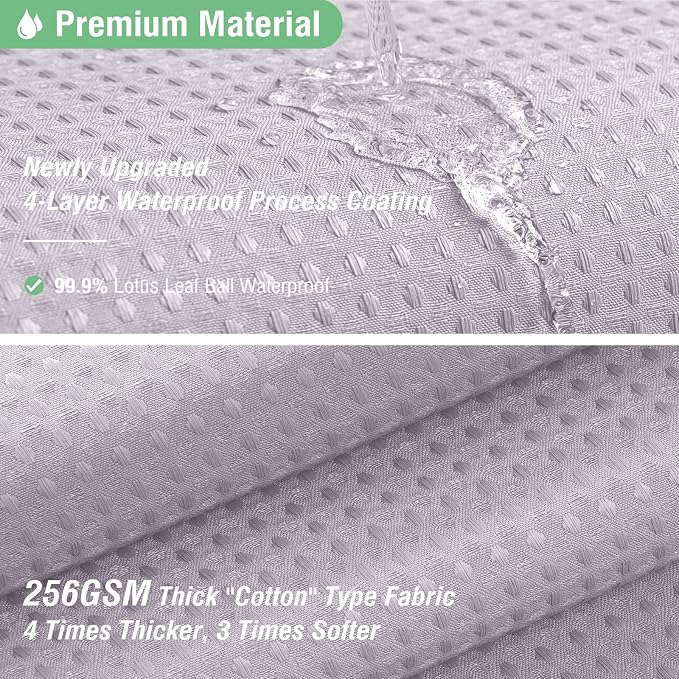 Dynamene Extra Long Waffle Shower Curtain 256 GSM Fabric 72"x84" Lavender - Image 4
