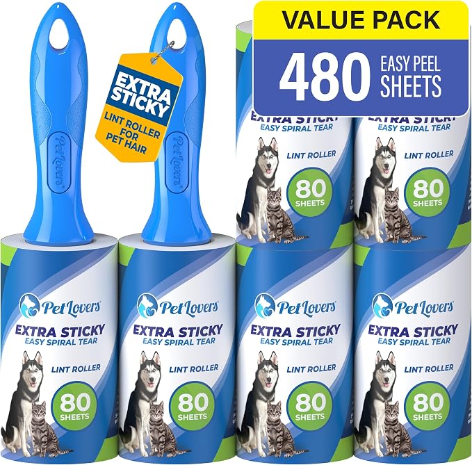 PetLovers Lint Rollers for Pet Hair Extra Sticky 6 Pack by PetLovers