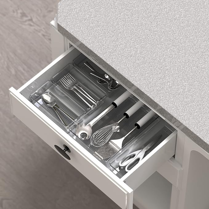 Simple Houseware 30 PCS Clear Plastic Drawer Organizers Set, 5-Size | - Image 6