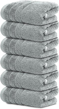 6 Piece Hand Towels Set 16 x 28 Inches, Cool Grey | 100% Cotton, Lighter Weight by TensTowels
