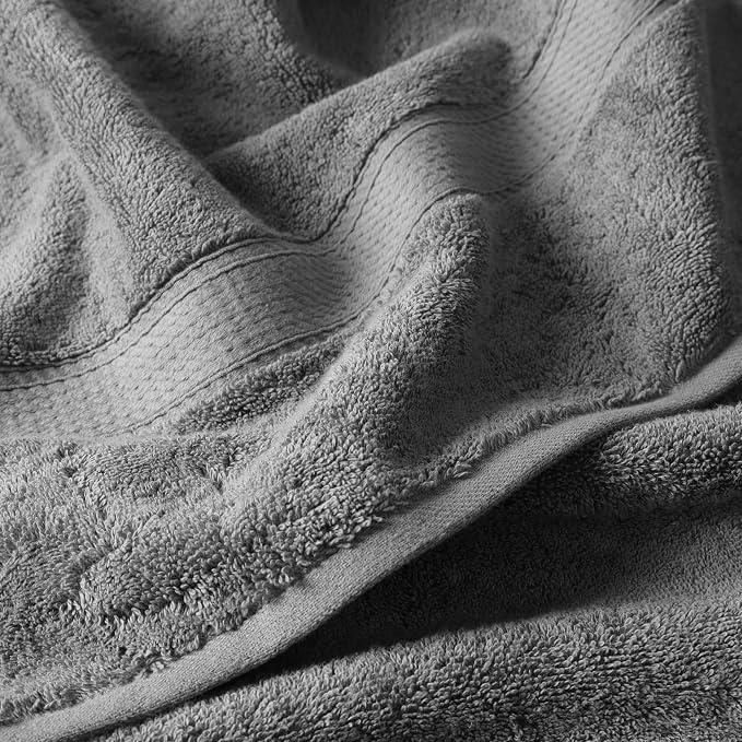 SUPERIOR Egyptian Cotton Ultra Plush & Absorbent, 12 Piece Set, Charcoal | - Image 7