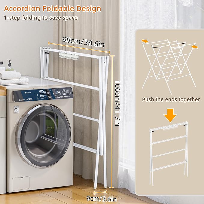 Drying Rack Clothing, 35.43in Long Drying Poles Large Clothes Drying Rack | - Image 5