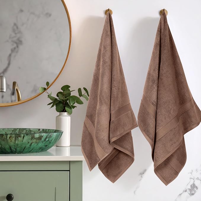 SUPERIOR Egyptian Cotton Plush & Absorbent, Bath Towel Set of 2, Chocolate | - Image 2