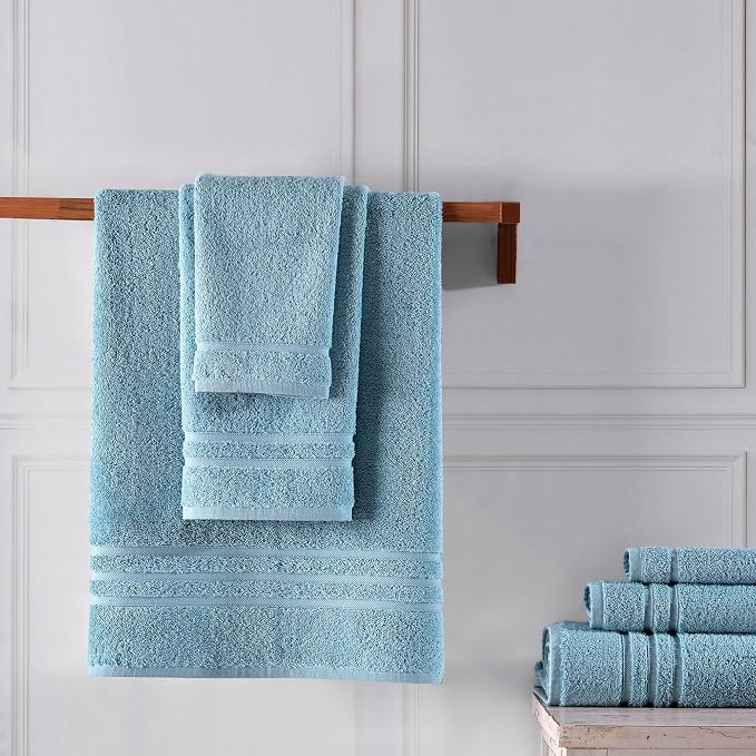 Hawmam Linen Light Blue 6 Piece Bath Towels Set - Image 6